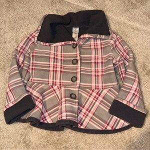 Mack & Co Plaid Kids Pea Coat with Black Accents